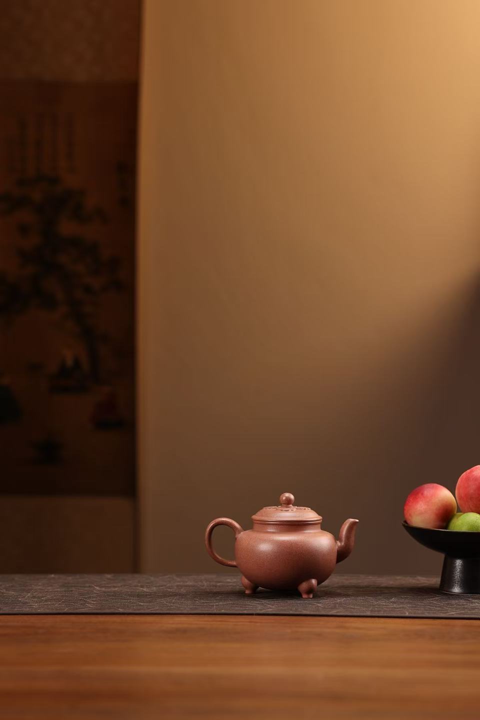 桃花泥大彬如意紫砂壶