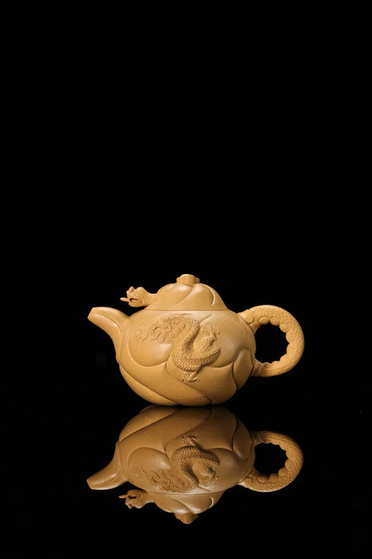 Fish-Dragon Zisha Teapot - Handmade Benshan Green Clay 330cc